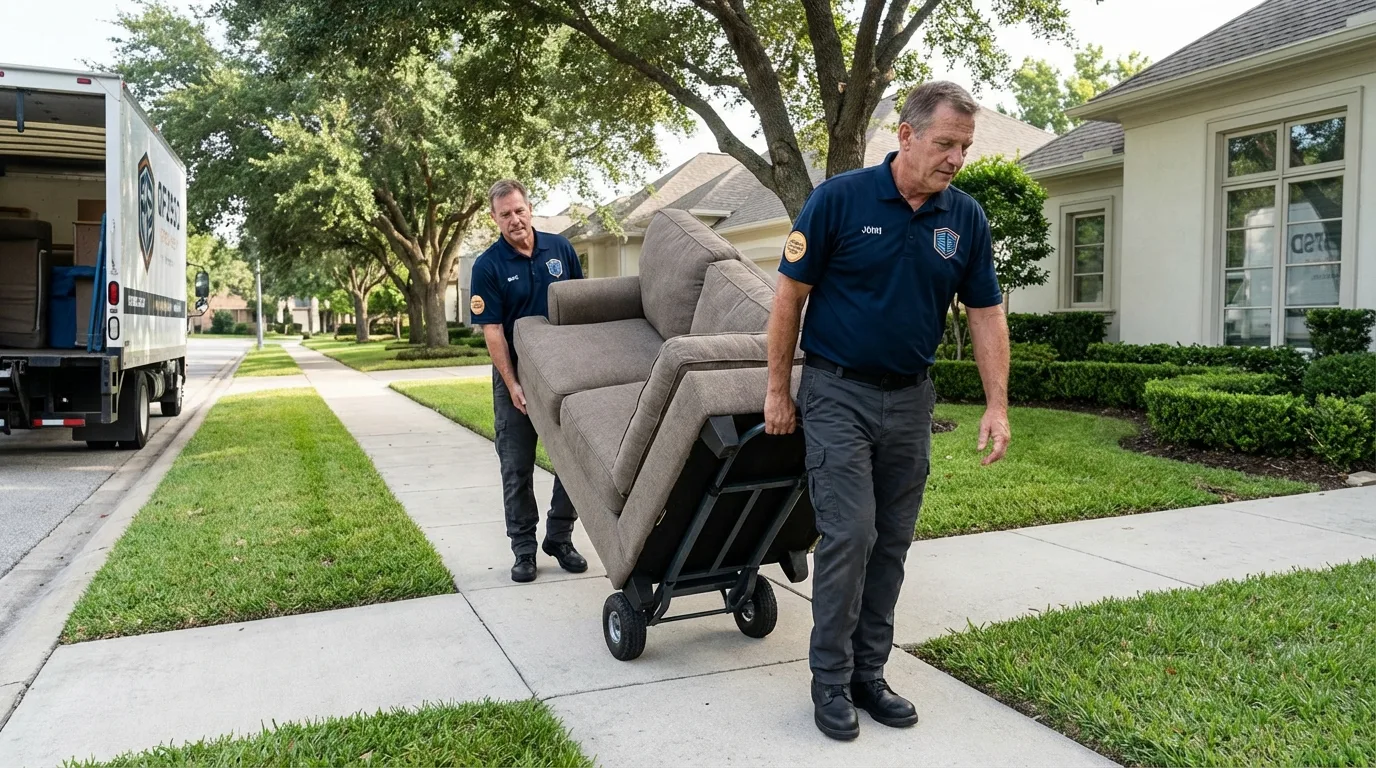 Local residential moving crew loading furniture in Jackson Center, OH
